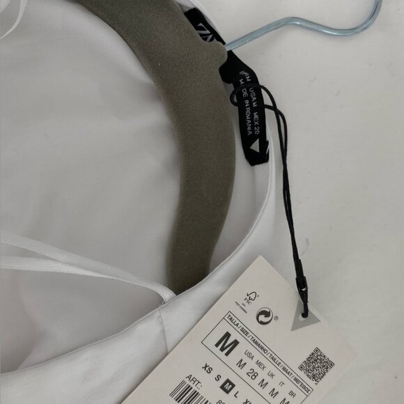 NWT Zara White Cutout Poplin Dress SZ Medium - Picture 4 of 6